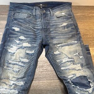 Jordan Craig Blue Distressed Men's Jeans 32/32